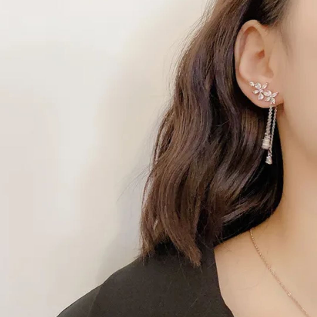 As Pretty As Flower Long Chain Earrings