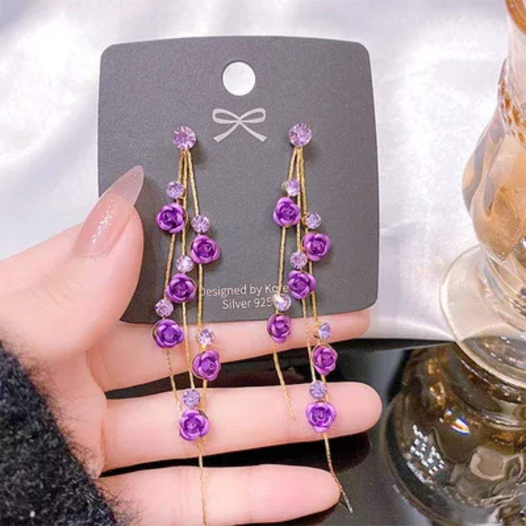 As Pretty As Flower Long Chain Earrings