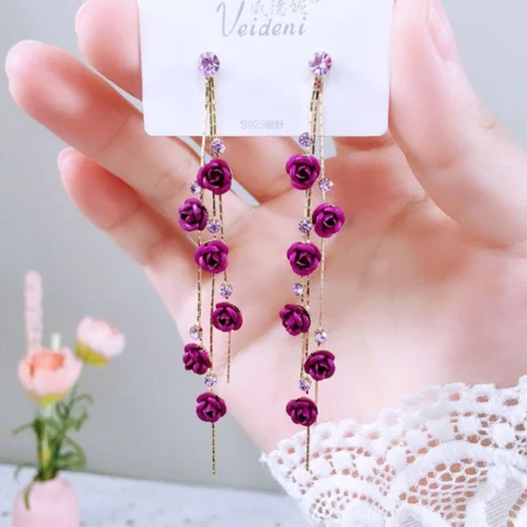 As Pretty As Flower Long Chain Earrings