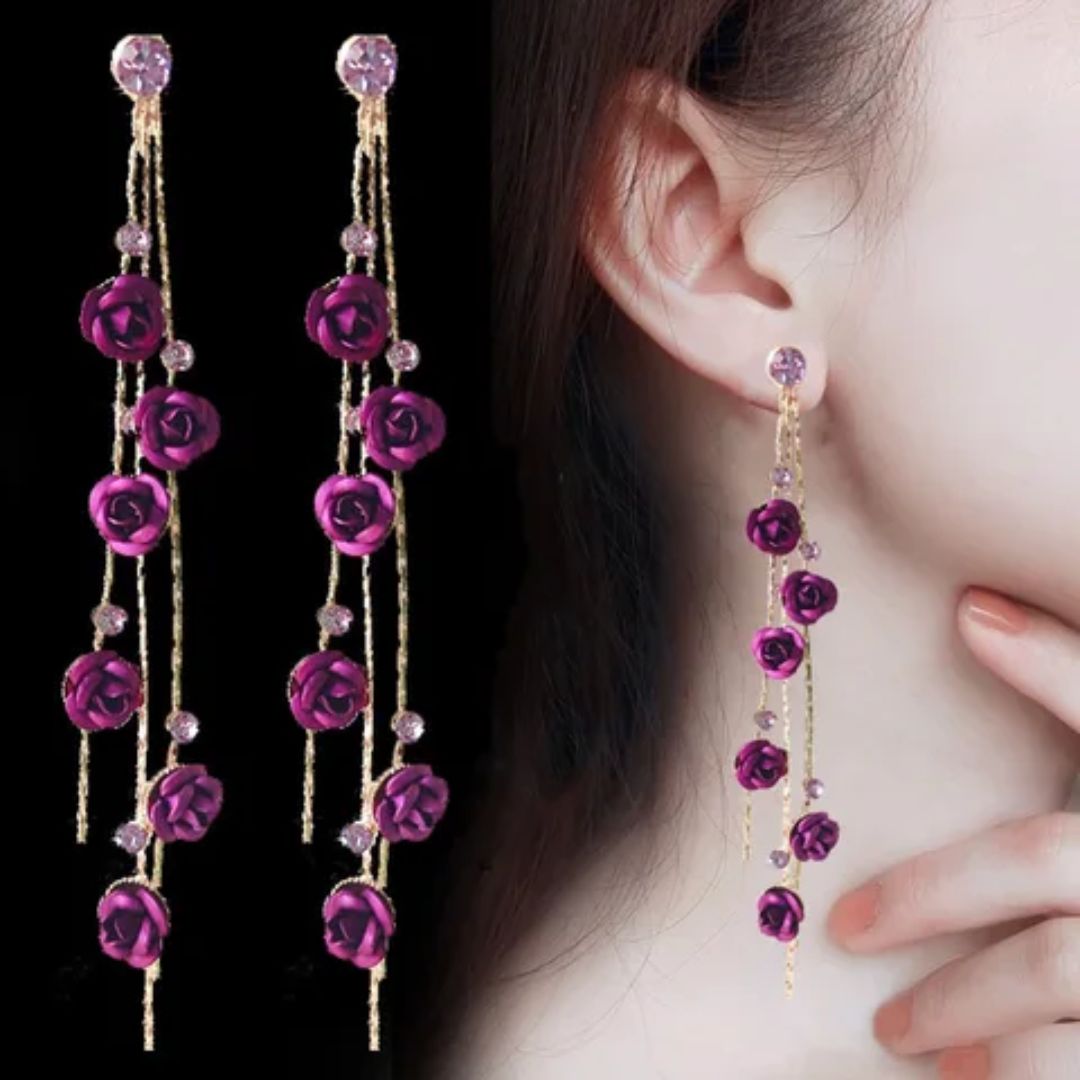 As Pretty As Flower Long Chain Earrings