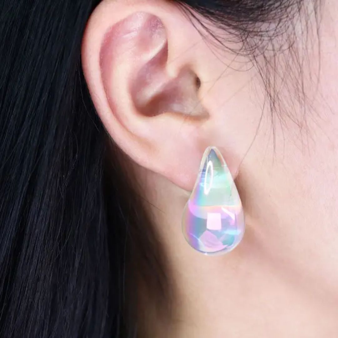 Tear Drop Luxe Stud Earrings (Rainbow)