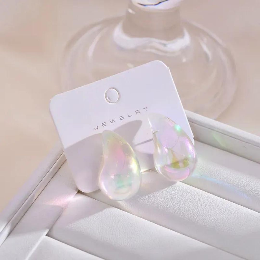 Tear Drop Luxe Stud Earrings (Rainbow)