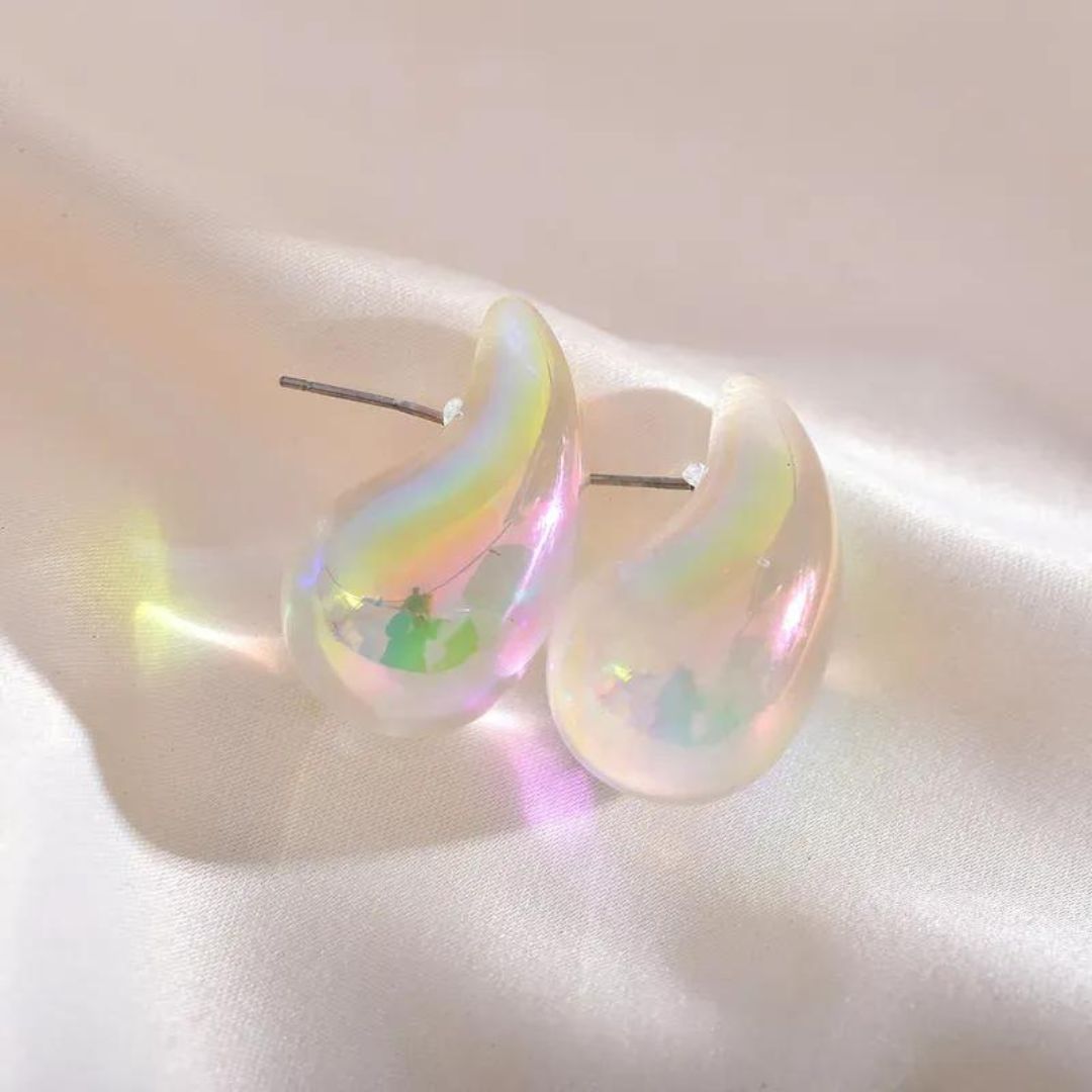 Tear Drop Luxe Stud Earrings (Rainbow)