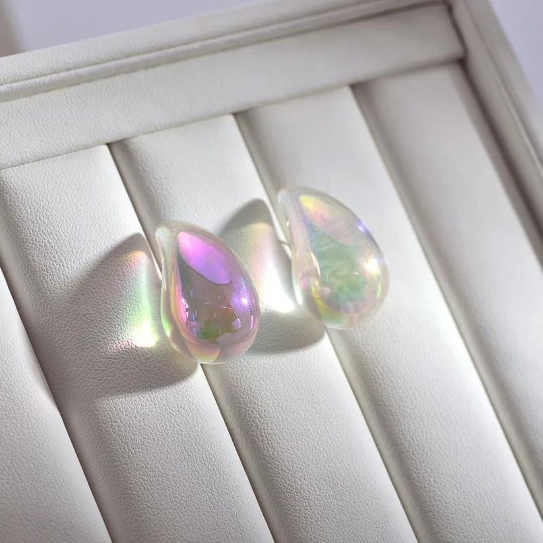 Tear Drop Luxe Stud Earrings (Rainbow)