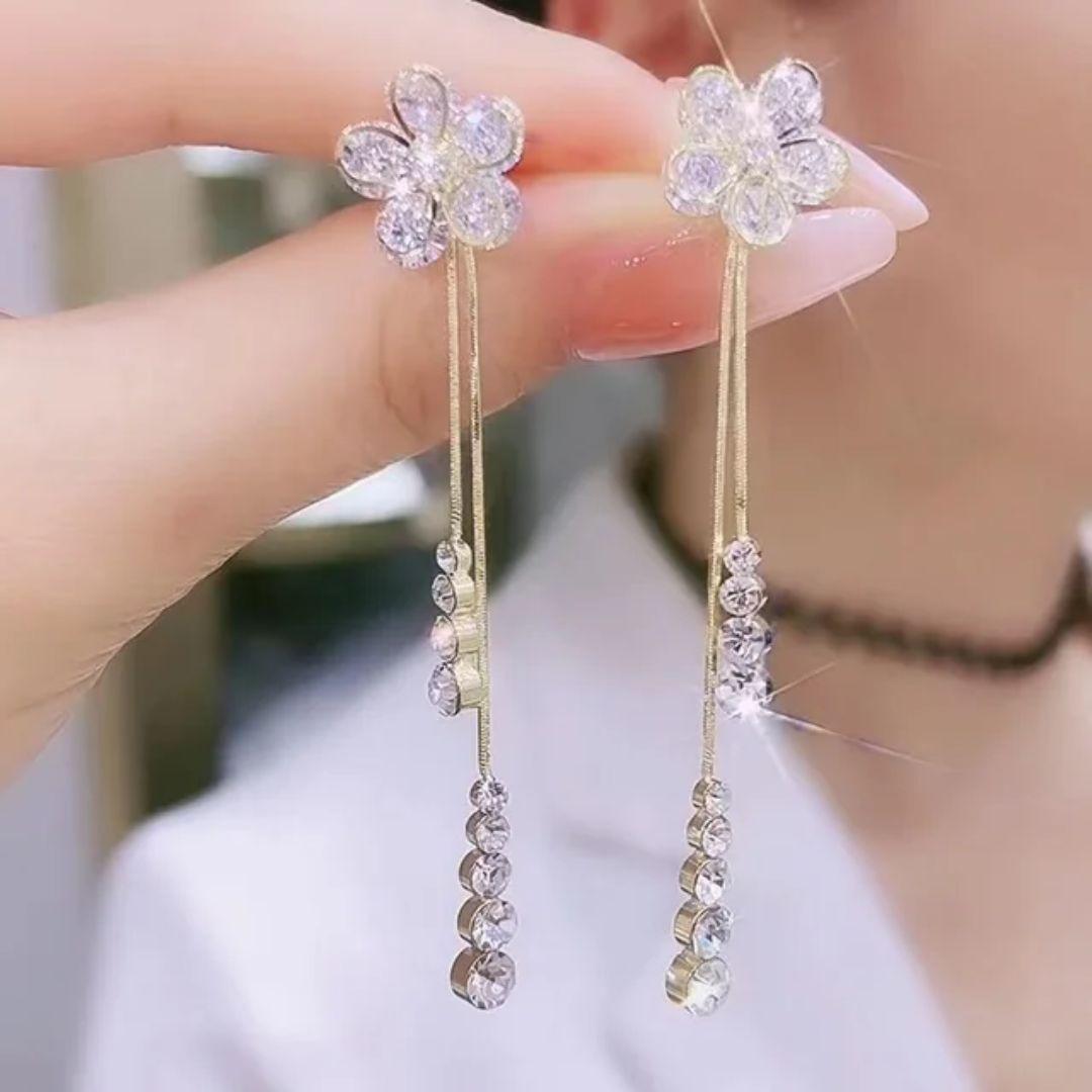 As Pretty As Flower Long Chain Earrings