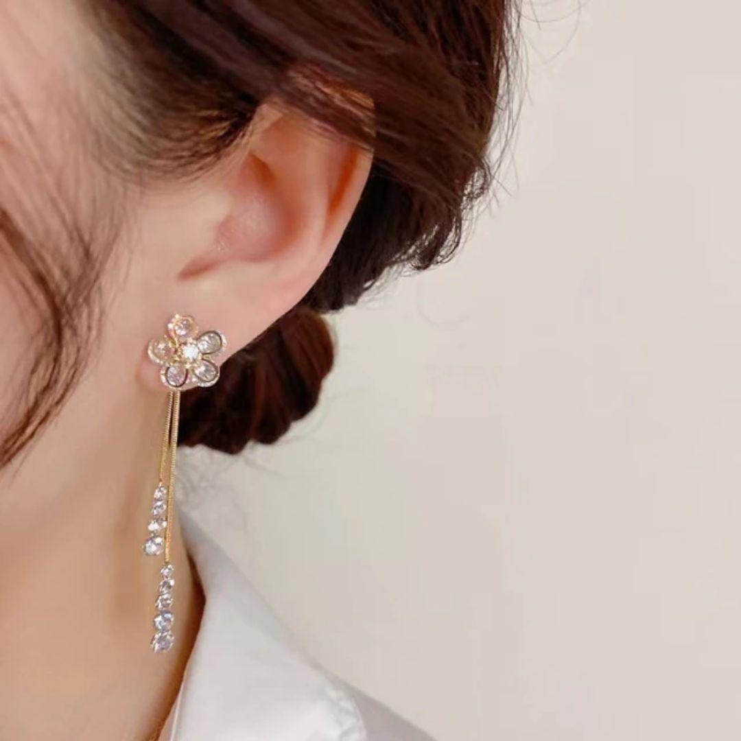 As Pretty As Flower Long Chain Earrings