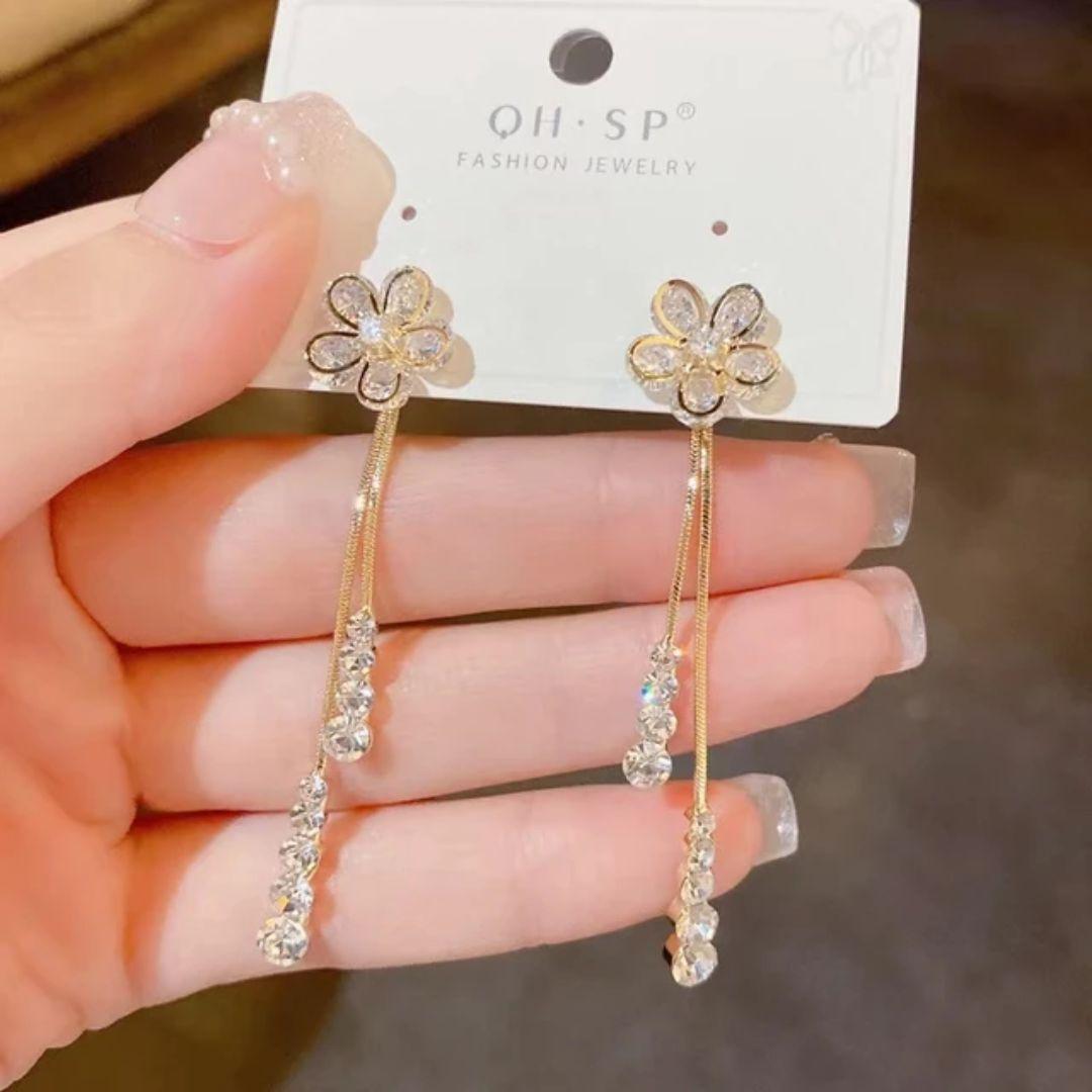 As Pretty As Flower Long Chain Earrings