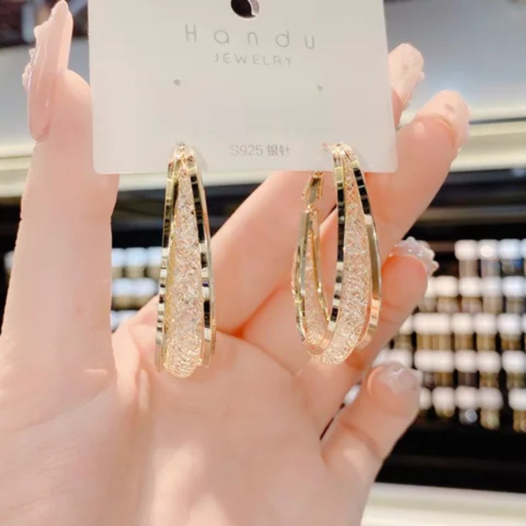 Crystal Hoops Earrings