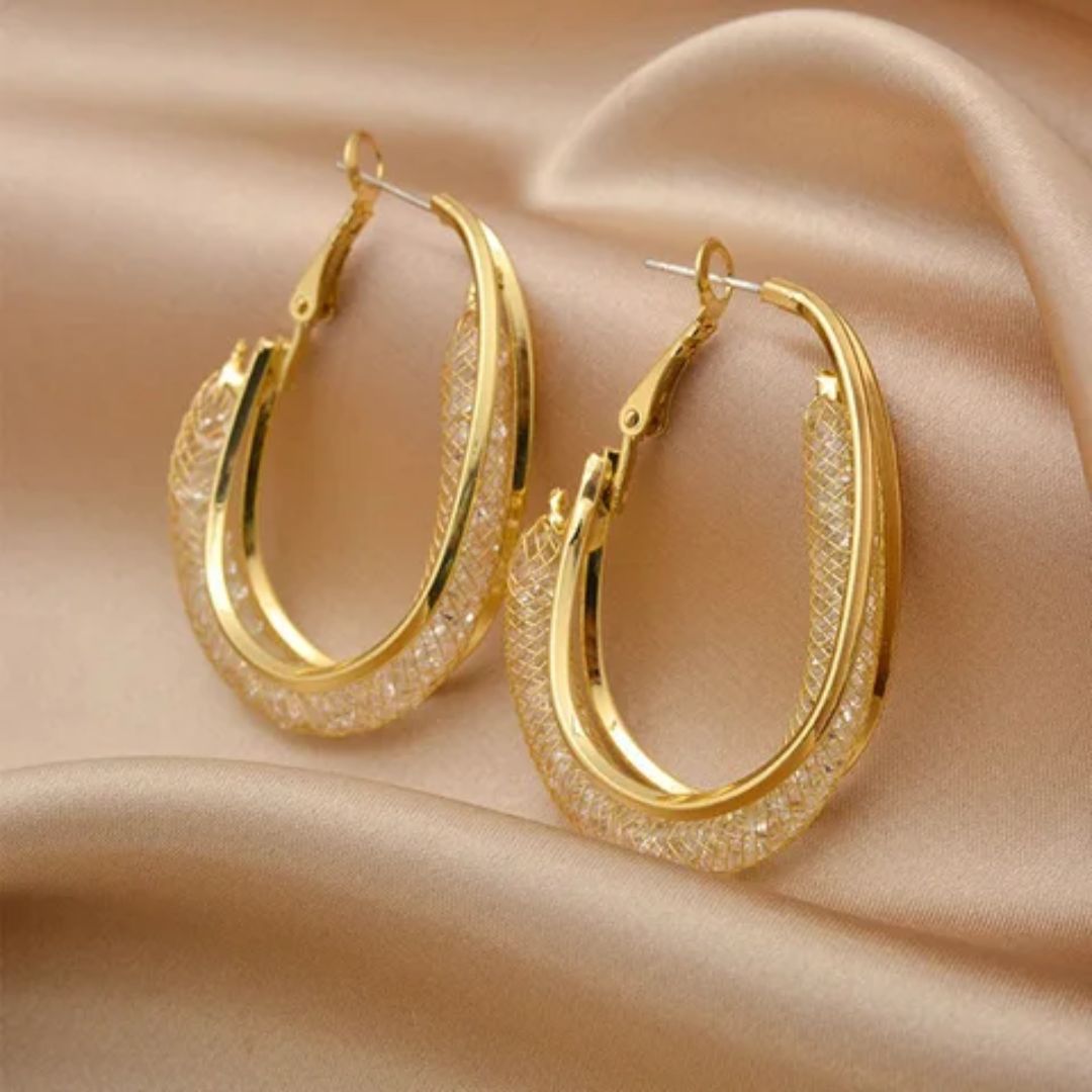 Crystal Hoops Earrings