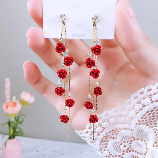 As Pretty As Flower Long Chain Earrings