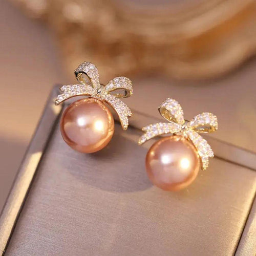 Knot Bow Pearl Earring