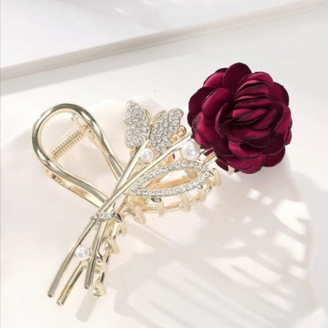 Flower Rhinestone Claw