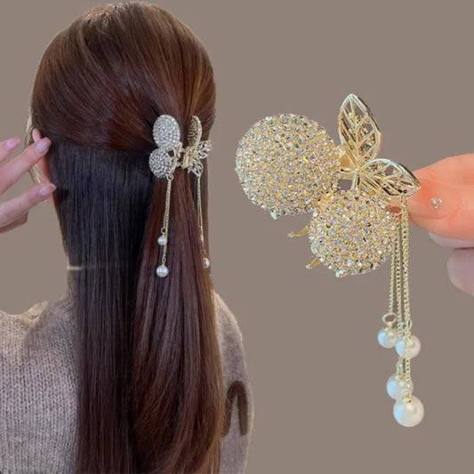 Pearl Butterfly Tassel Hair Clip