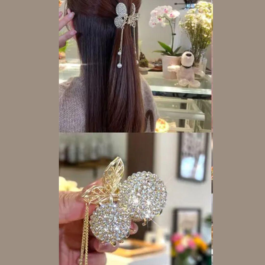 Pearl Butterfly Tassel Hair Clip