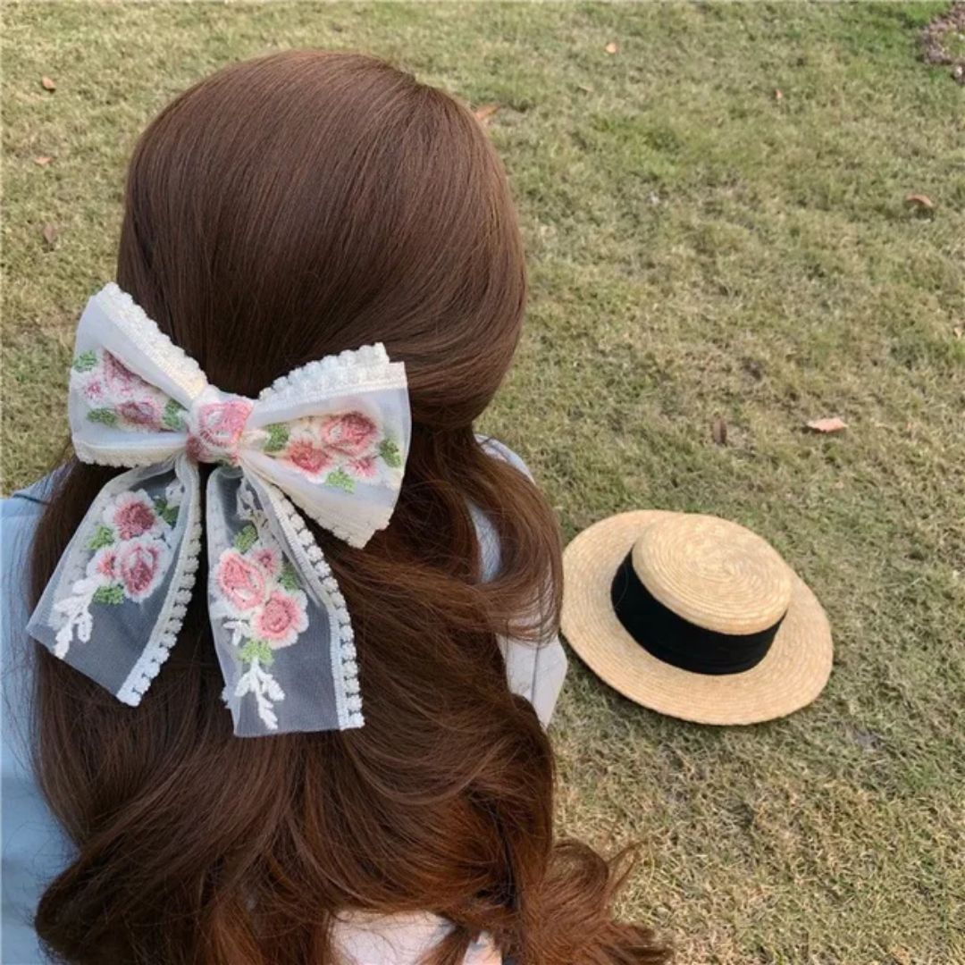 Oversized Floral Bow Clip (Pack of 1)