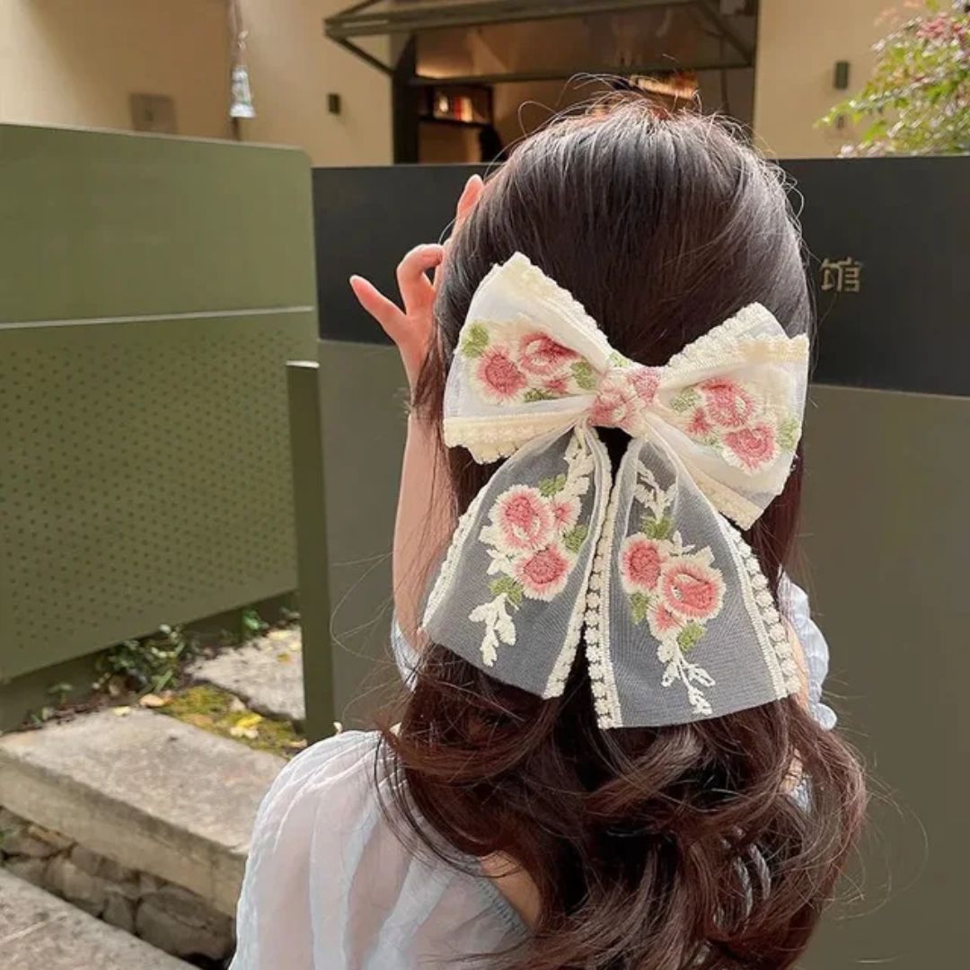 Oversized Floral Bow Clip (Pack of 1)