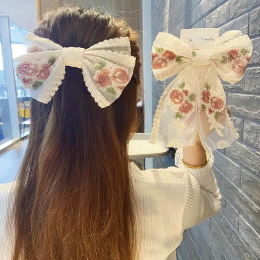 Oversized Floral Bow Clip (Pack of 1)