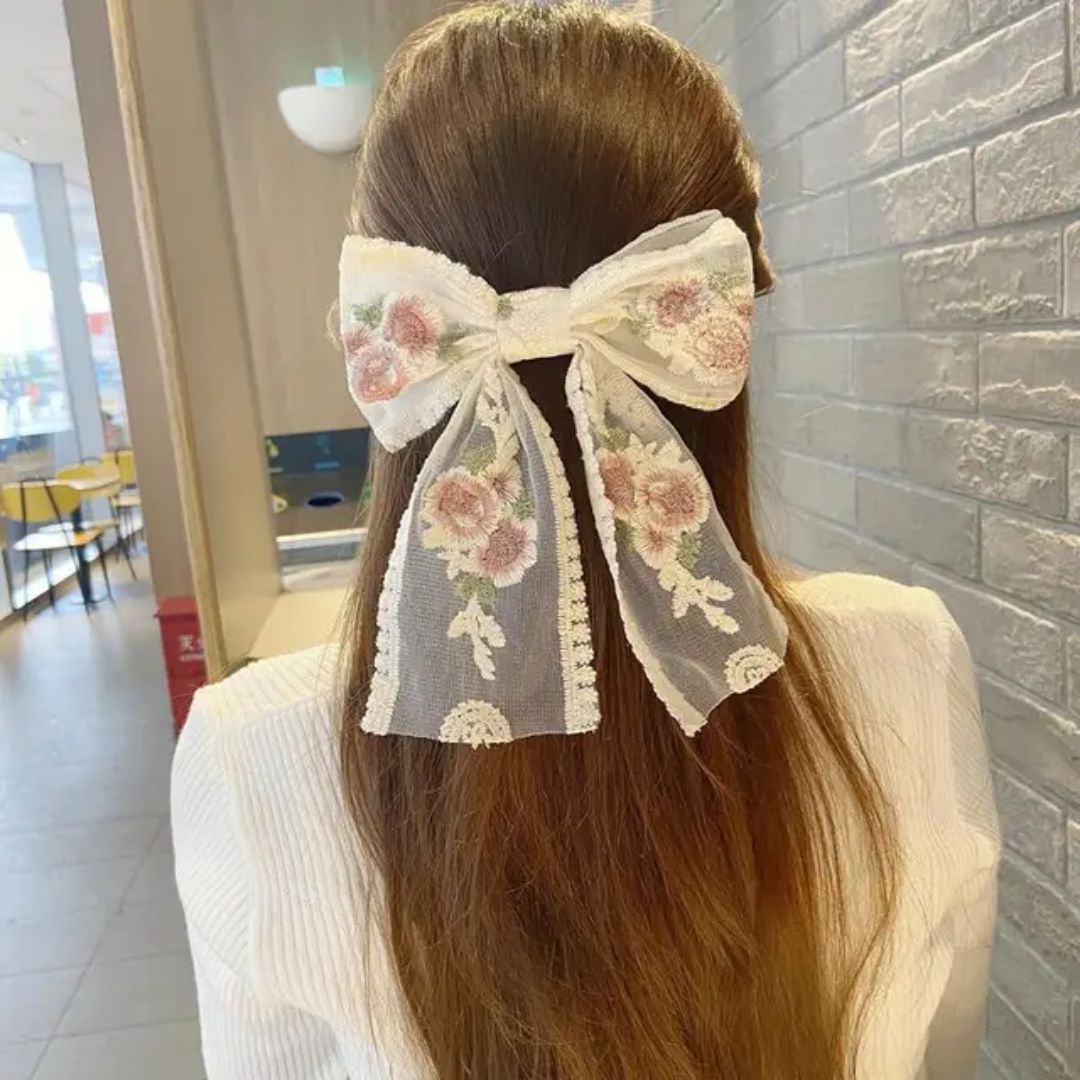 Oversized Floral Bow Clip (Pack of 1)