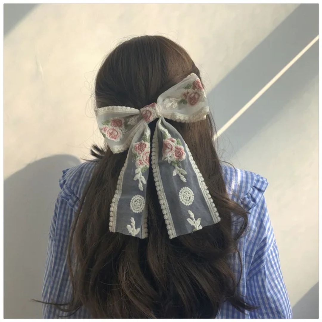 Oversized Floral Bow Clip (Pack of 1)