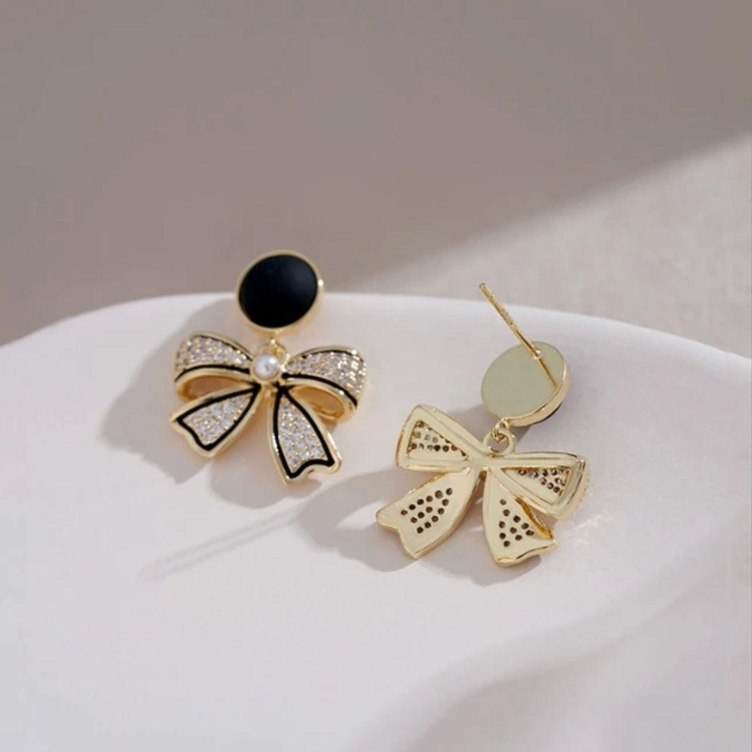 Bling Blogger Bow Earrings ( Black )