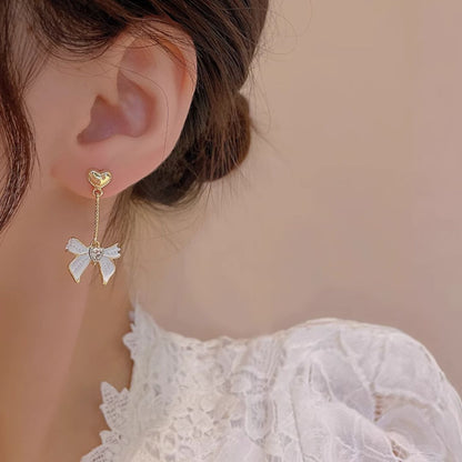 Bling Blogger Heart Bow Earrings