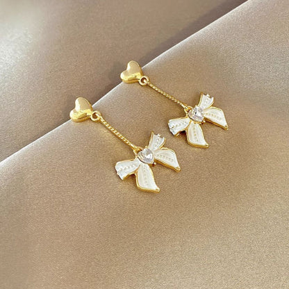 Bling Blogger Heart Bow Earrings