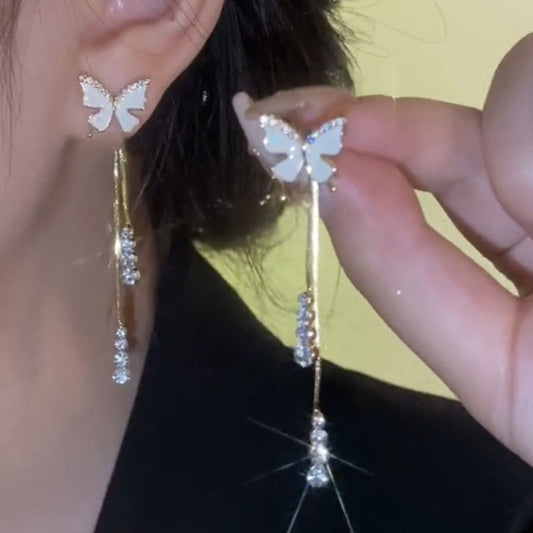 Butterfly Bling Bloger Chain Earrings