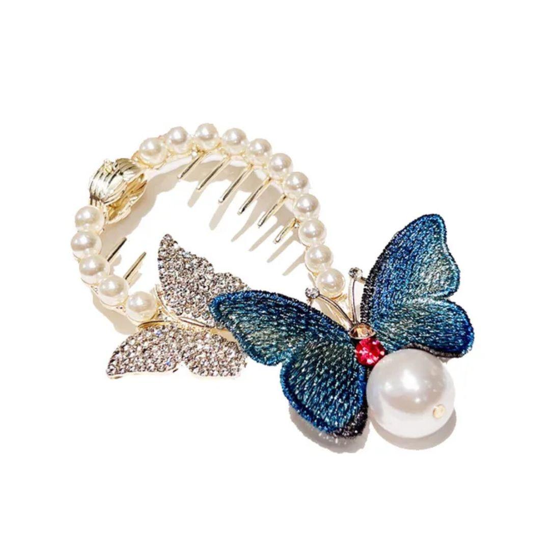 Rhinestones Pearl Butterfly Claw Clips
