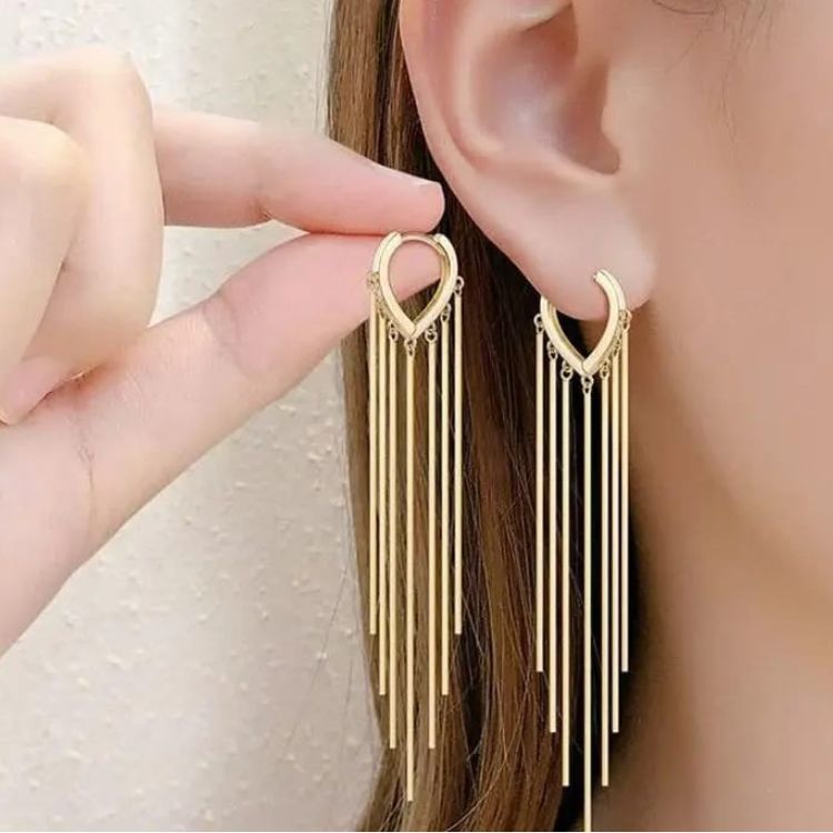 As Pretty As golden Long Chain Earrings