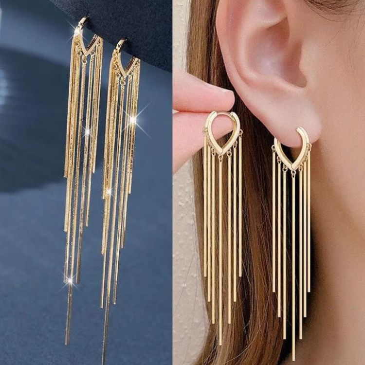 As Pretty As golden Long Chain Earrings