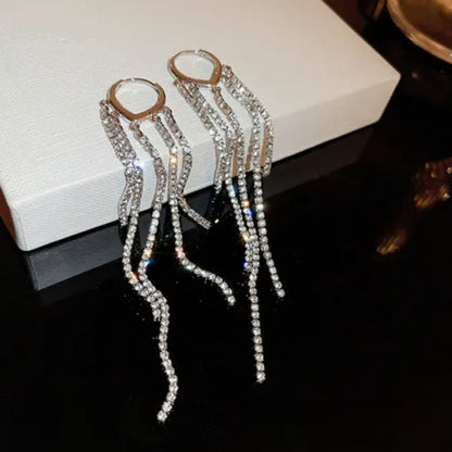 As Pretty As White Long Chain Earrings