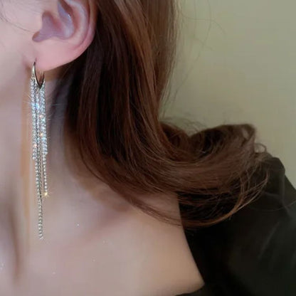 As Pretty As White Long Chain Earrings