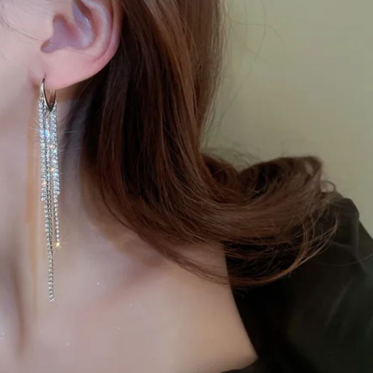 As Pretty As silver Long Chain Earrings