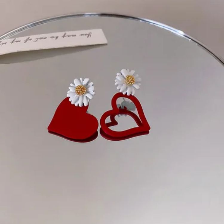 Flower And Hearts Earrings