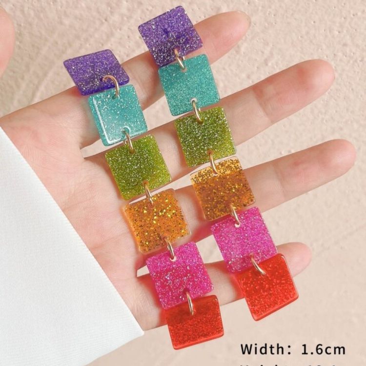 Colourful Glitter Quirky Earrings