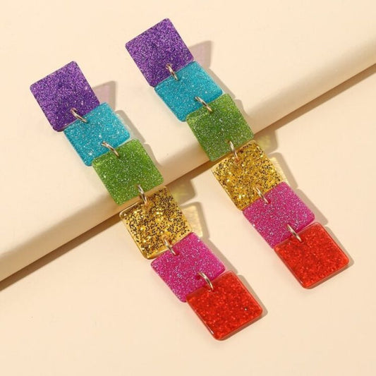 Colourful Glitter Quirky Earrings