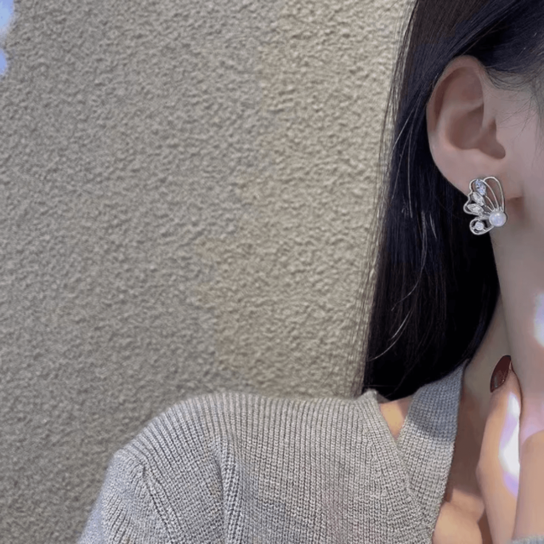 Golden Flame Butterfly Earring