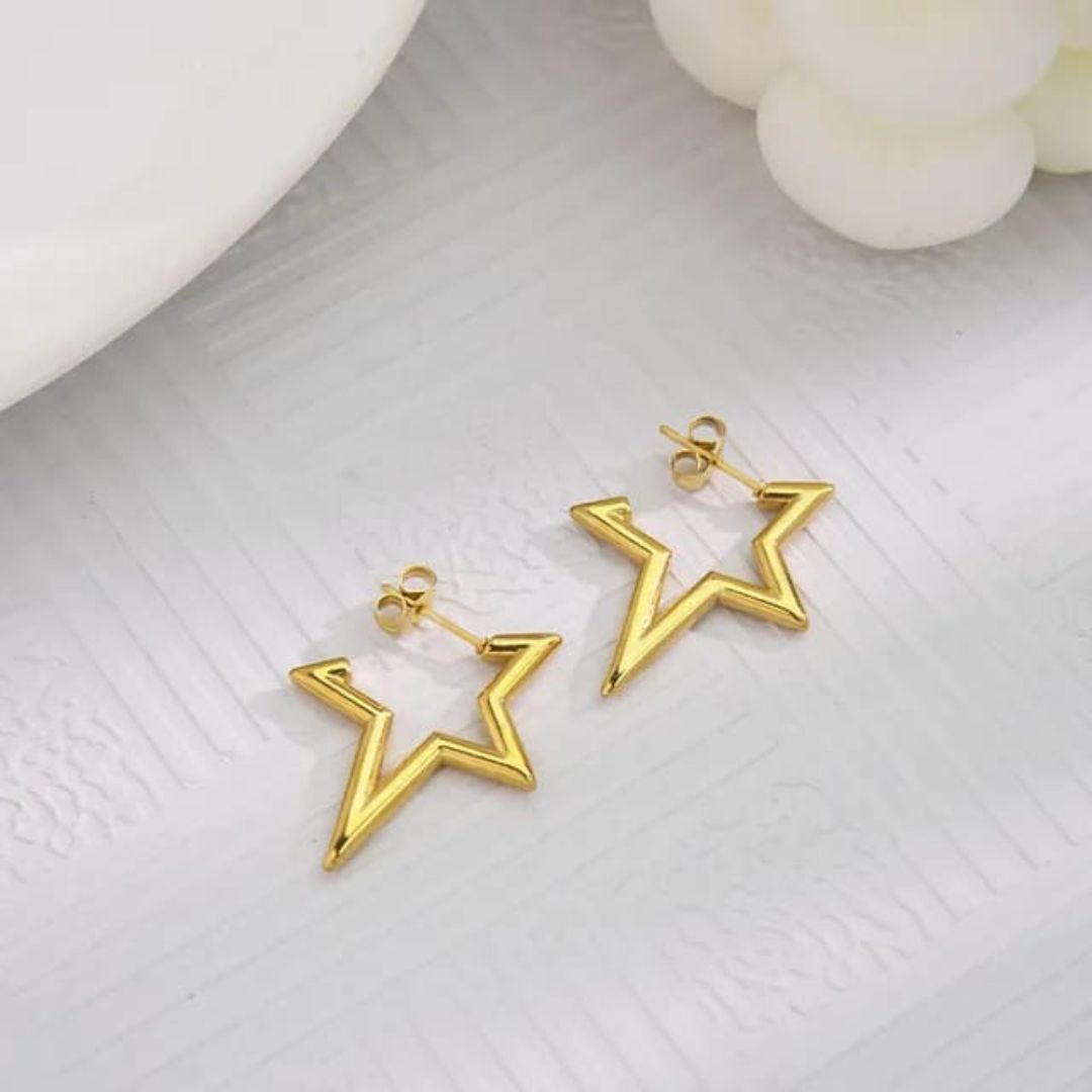 Star Gold Hoop Earrings