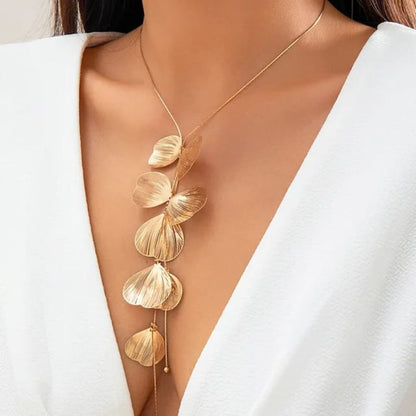 Golden Statement leaf Earrings and Neckpiece