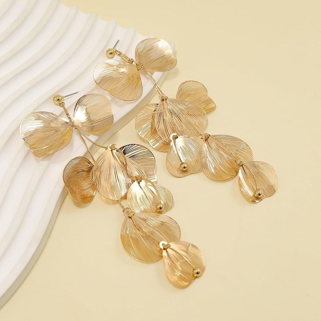 Golden Statement leaf Earrings