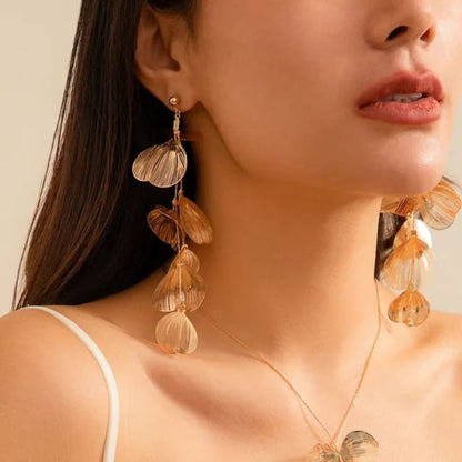 Golden Statement leaf Earrings and Neckpiece