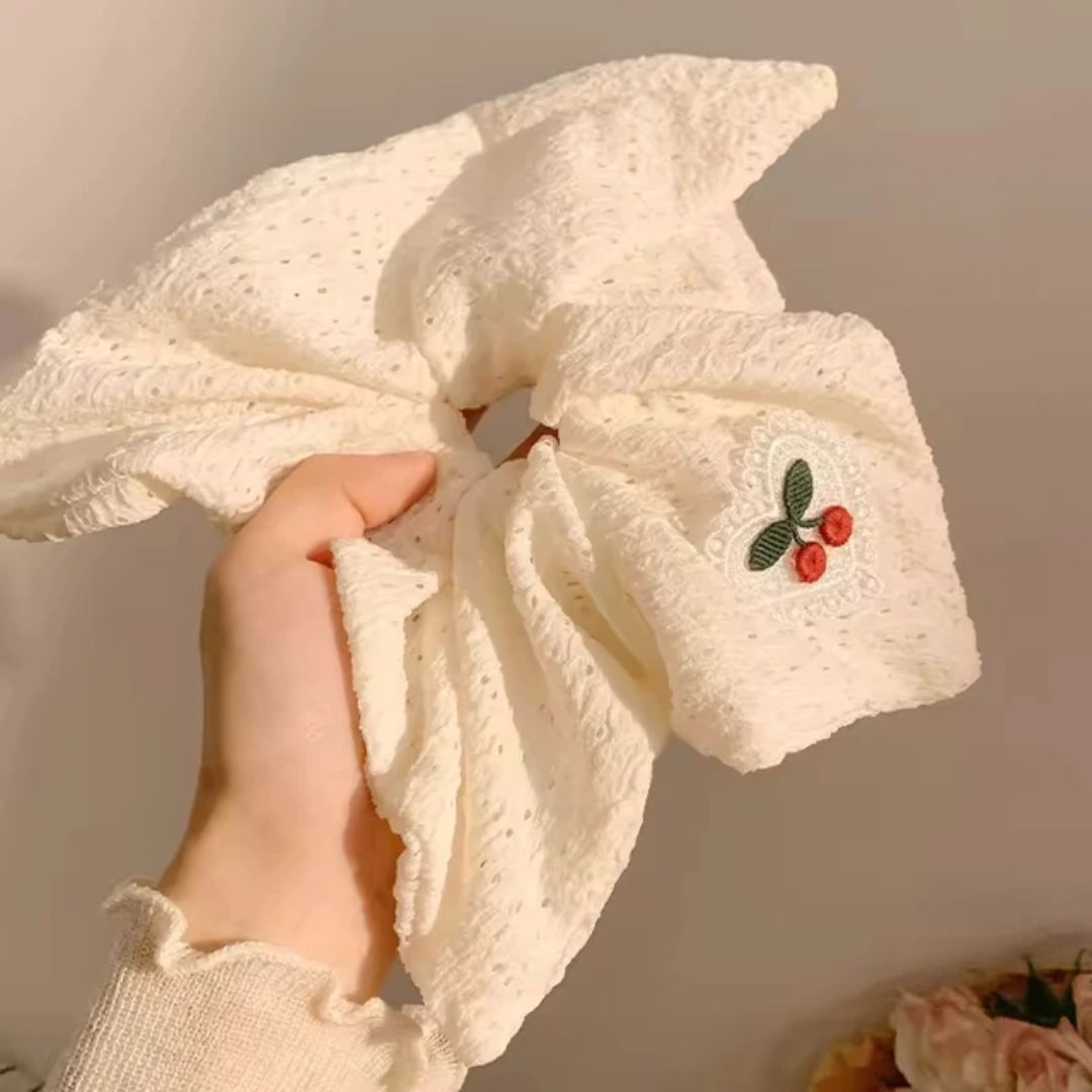 Elegant Cherry Hair Scrunchie Tie