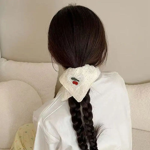 Elegant Cherry Hair Scrunchie Tie