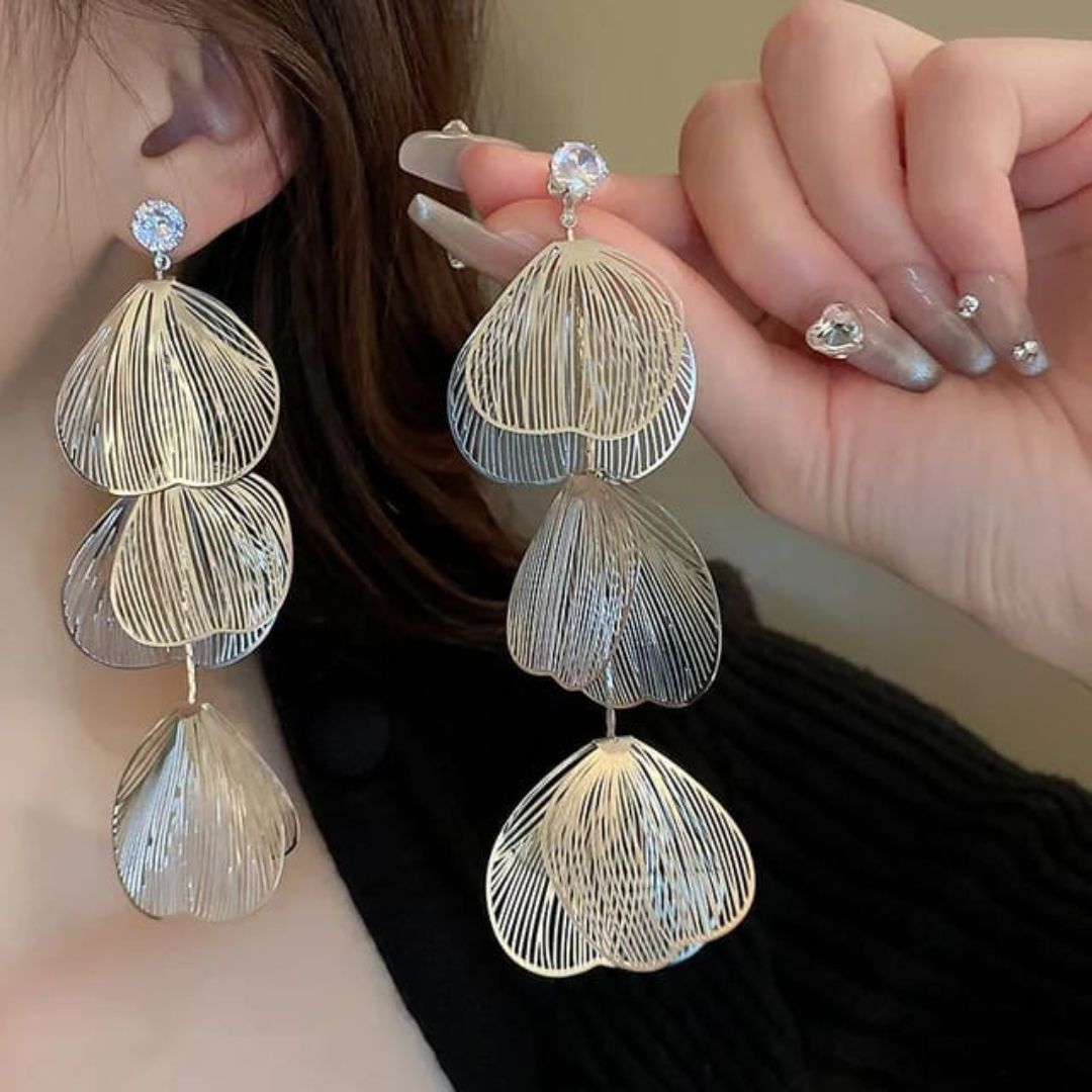 Silver Statement leaf Earrings