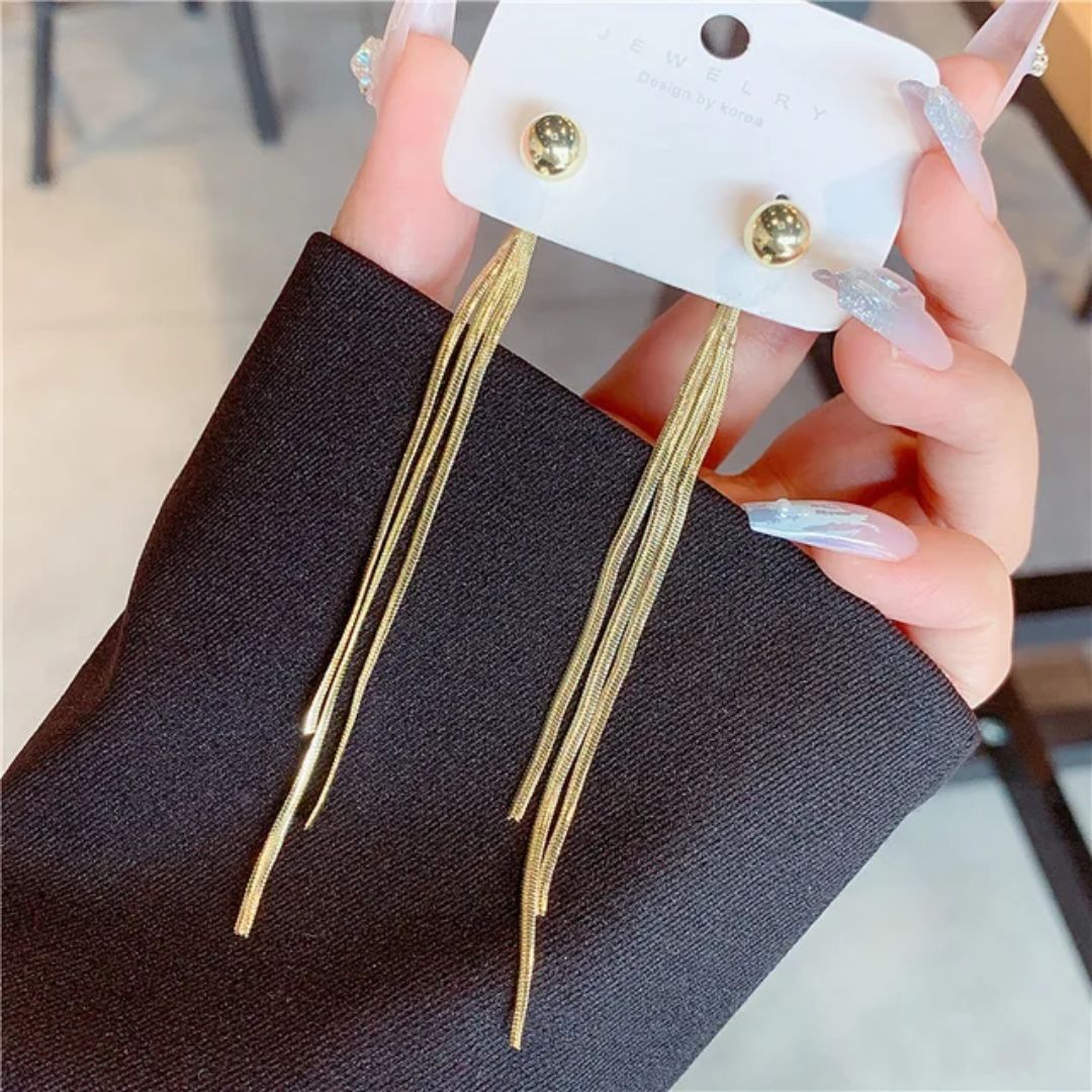Golden Stream Tassel Earrings