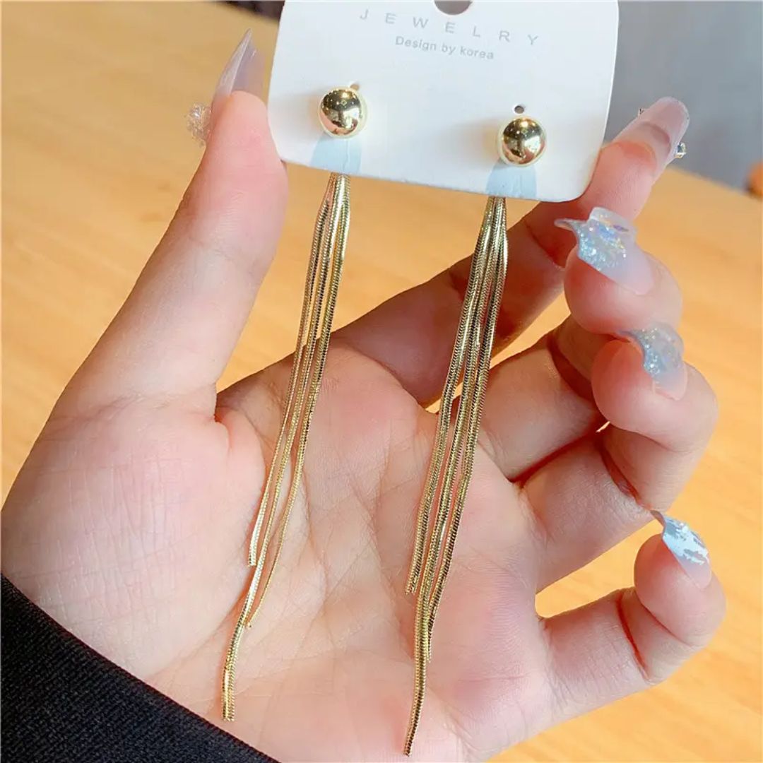 Golden Stream Tassel Earrings