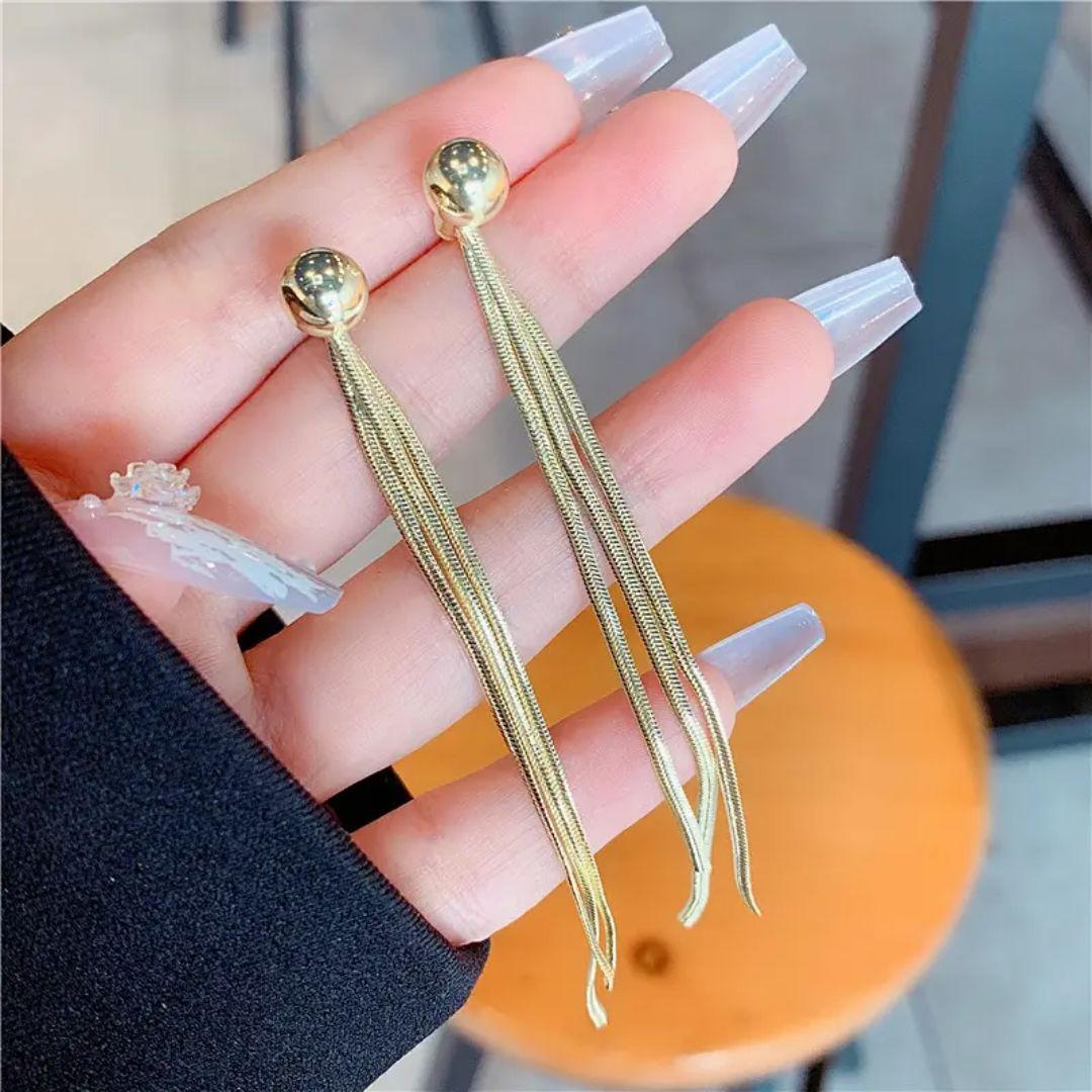Golden Stream Tassel Earrings