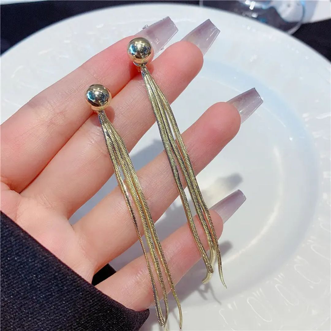 Golden Stream Tassel Earrings