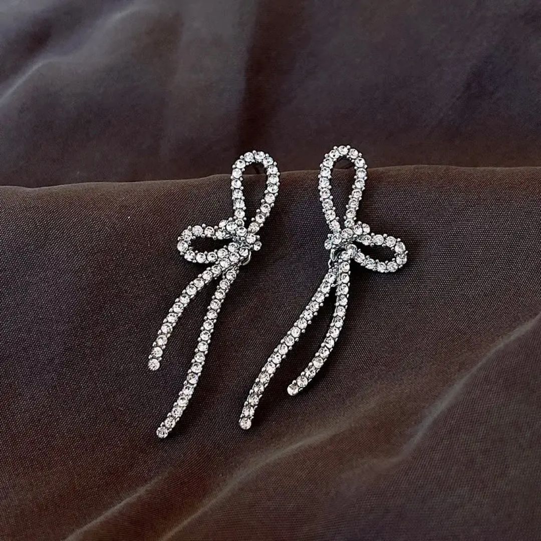 Dazzling Bow Drop Earrings