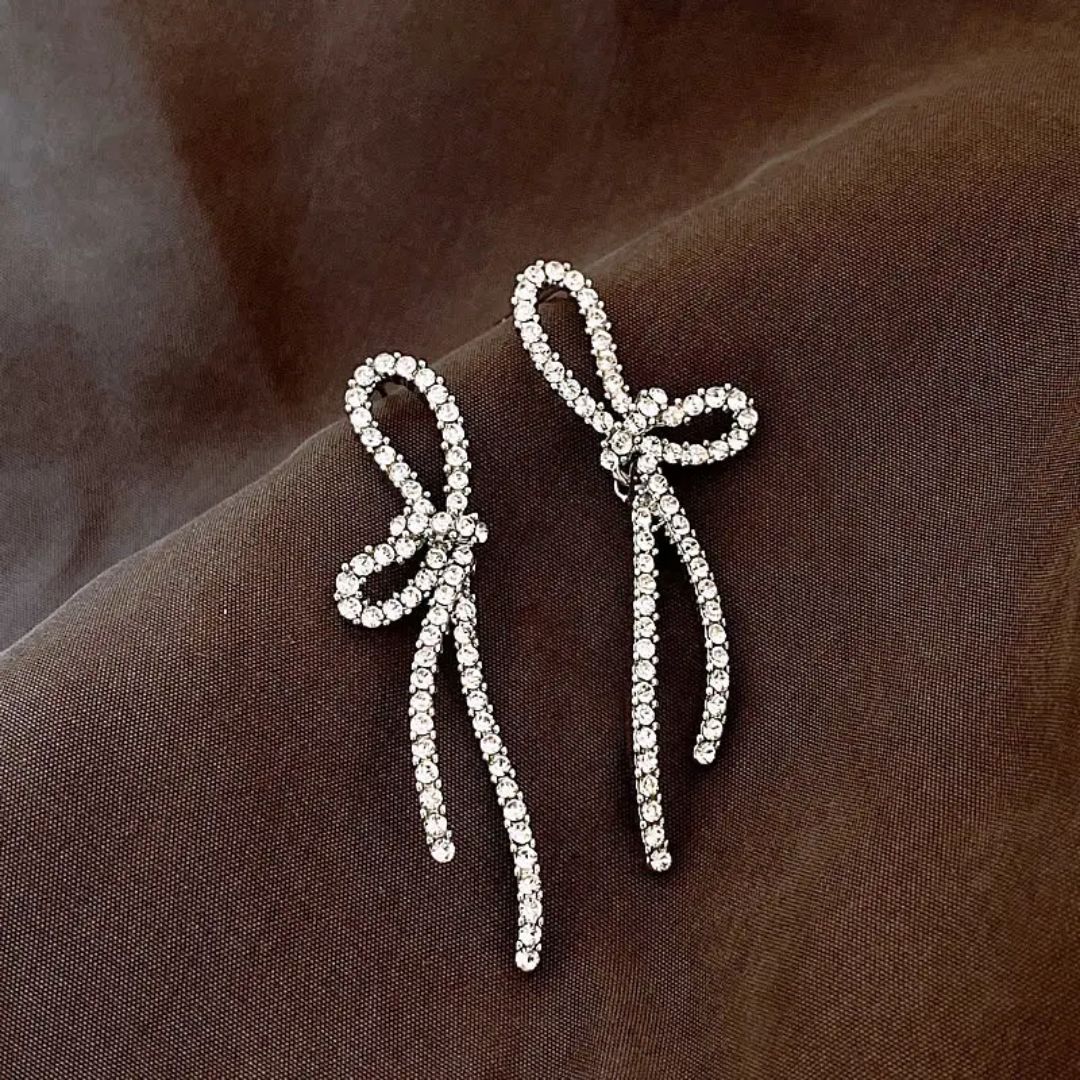 Dazzling Bow Drop Earrings